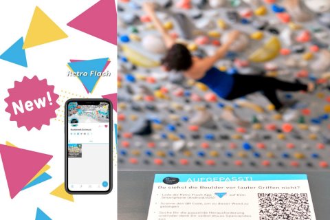 Mehr Spaß an der Definierwand mit der kostnelosen Retro Flash App in der Boulderwelt Dortmund