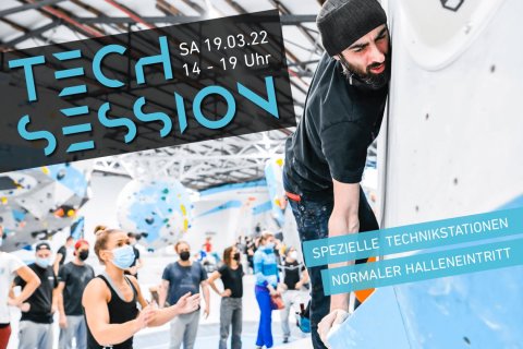 Komm zur Tech Session am 19.3.22 in der Boulderwelt Dortmund