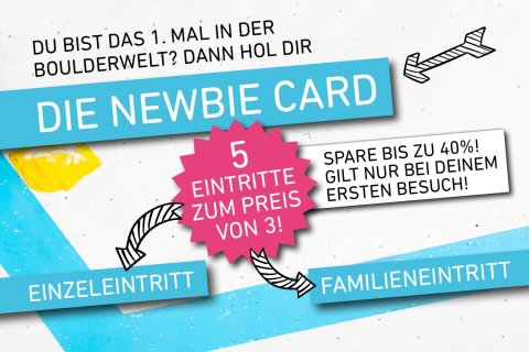 Spare mit der Newbie Card der Boulderwelt Dortmund - auch als Familie