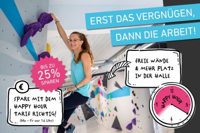 Günstiger bouldern in der Boulderwelt Dortmund während der Happy Hour!