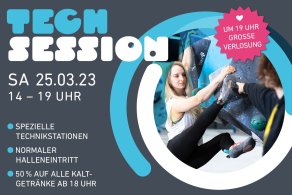 Tech Session: Am Samstag, 25.3., von 14 bis 19 Uhr in der Boulderwelt Dortmund.