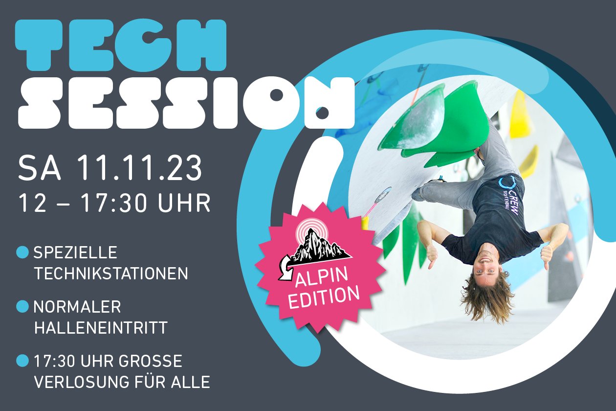 Tech Session: Am Samstag, 11.11., von 12 bis 17:30 Uhr in der Boulderwelt Dortmund.